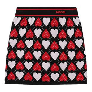 IT MSGM女装针织半身裙新款复古时髦撞色爱心嵌花包臀短裙19784AL