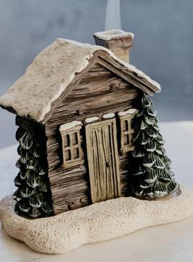 新品烟囱小屋雪冬香炉圣诞节装饰道具家居客厅摆件树脂工艺品