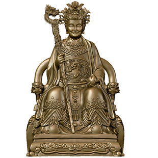 简修行泰山奶奶神像碧霞元君神像实心黄铜摆件雕像家居桌面装饰品