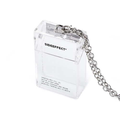 SIDEEFFECT 亚克力透明烟盒装饰斜挎挂链金属链条斜挎包
