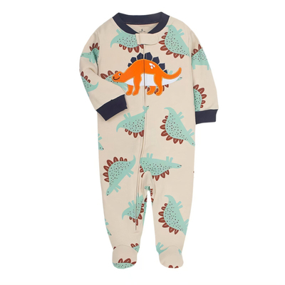 纯棉长袖包脚连体衣春夏拉链哈衣