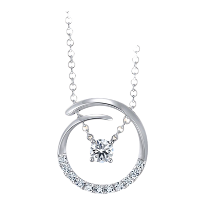 周生生18K白色黄金钻石项链