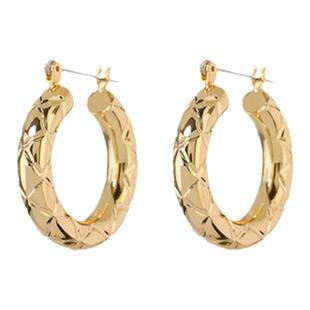 Luvaj小众设计Quilted Hoops欧美小香风格纹经典百搭镀金耳圈耳环