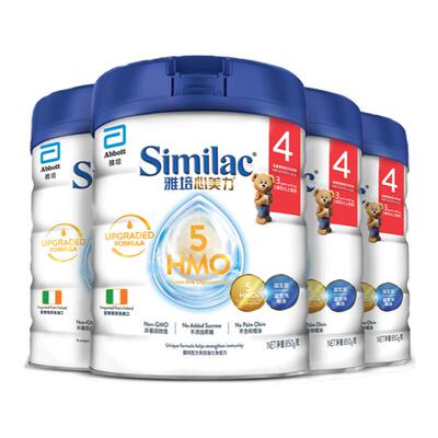 雅培港版心美力升级版5hmo4段3-6岁婴幼儿配方母乳低聚糖850g*6罐