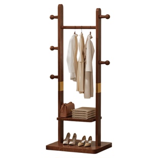 实木挂衣架落地卧室家用衣帽架房间小型不占空间挂衣服的架子置物