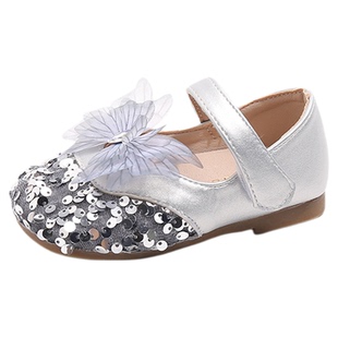 2026春季新款女童仙女风豆豆鞋蝴蝶结亮片浅口单鞋软底透气小皮鞋