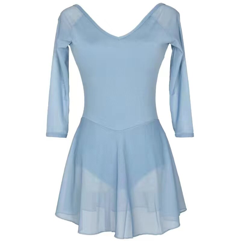 成人体操服连体舞蹈服带纱裙