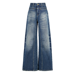 ZRSEE 复古做旧阔腿牛仔裤女2026春季新款垂坠感显瘦百搭直筒裤子