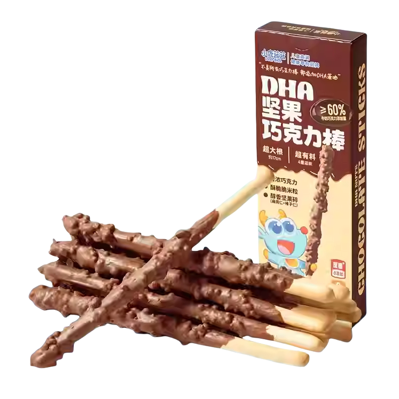 【小鹿蓝蓝_DHA坚果巧克力棒】磨牙棒可可脂牛奶烘烤饼干健康零食