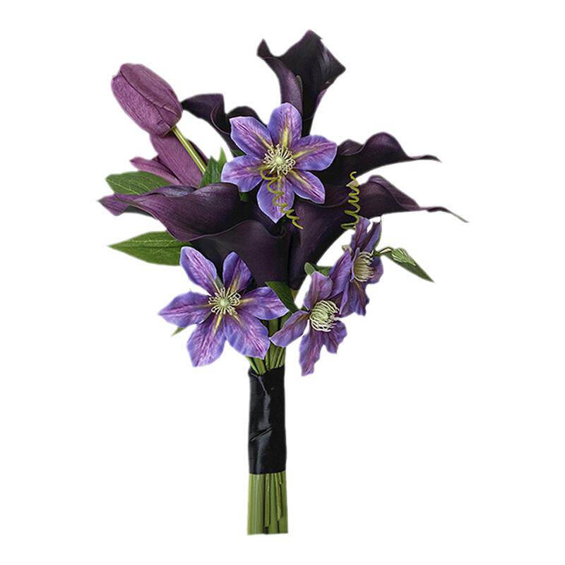 深紫暗黑马蹄莲手捧花仿真假花领证花束毕业拍照小众独特家居瓶花