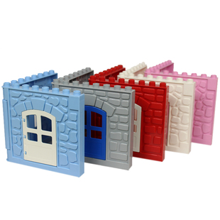 果十国产优质小木牛大颗粒积木房子屋顶墙门楼梯益智玩具零散配件