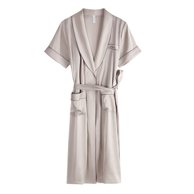 轩靓睡袍女夏季冰丝短袖一体式