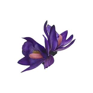 新中式紫色蕙兰花朵发夹女仿真花侧边发卡头饰拍照氛围感发饰头花