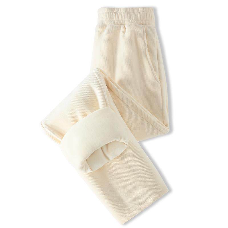 KCV真维斯加绒裤子女秋冬2024新款灯芯绒直筒裤休闲裤高腰阔腿裤