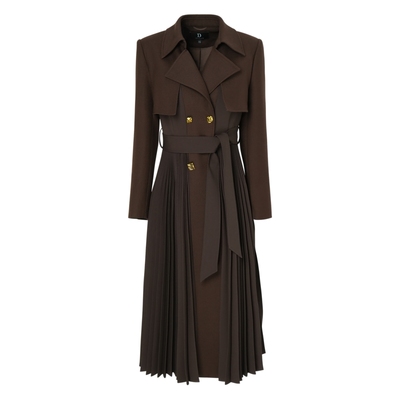 IDPAN职场拼接百褶显高显瘦风衣