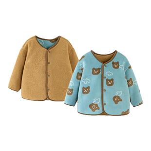 迷你巴拉巴拉男童女童摇粒绒外套2025秋冬新款儿童宝宝双面穿便服