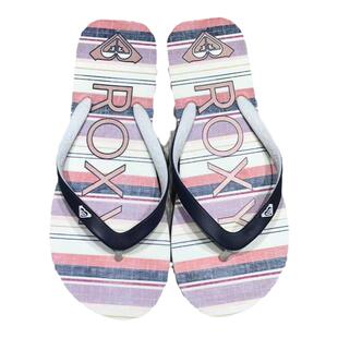 现货ROXY2025夏季新款条纹泡沫底凉拖鞋女简约时尚百搭仙女风