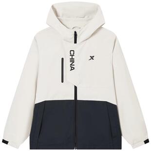 特步童装男童2025年春秋款三防户外冲锋儿童连帽拼接款保暖风衣