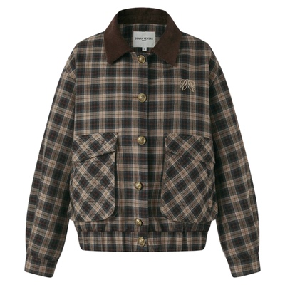 复古撞色格子外套半裙时尚套装