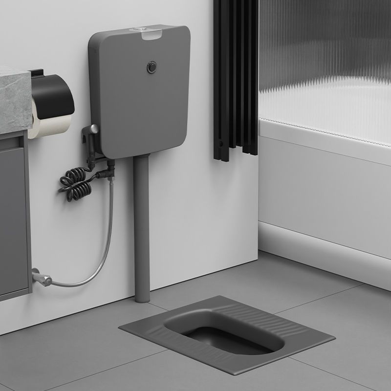 家用灰色防臭蹲便器蹲坑式陶瓷彩色带存水弯智能感应式冲水箱套装