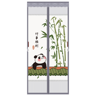 金刚网长磁条门帘新中式高档刺绣大吸力纱门夏季农村大门入户门
