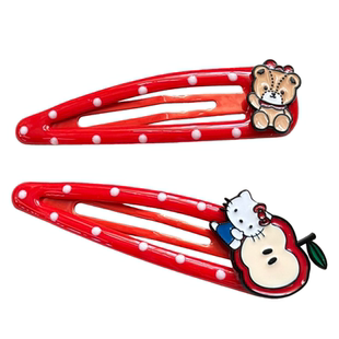 正版HelloKitty韩系红色波点bb夹边夹女儿童侧边夹苹果刘海碎发夹