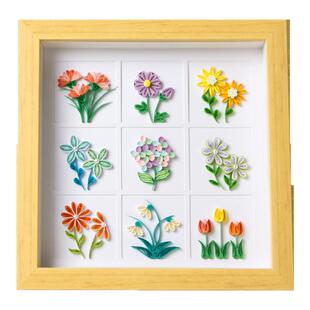 赛卓衍纸手工diy材料包衍纸工具套装初学者小学生社团活动课自制9宫格花卉系列衍纸作品成品礼物送老师