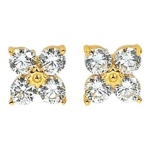 高货版!爆闪何其有幸四叶草火彩高碳钻耳钉女S925银迷你轻奢小众