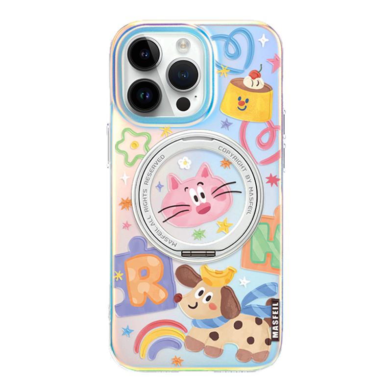 ANGYING × 彩色快乐狗狗适用iphone18promax手机壳新款苹果17pro磁吸保护套ip16/15支点Lo5高级感13带支架