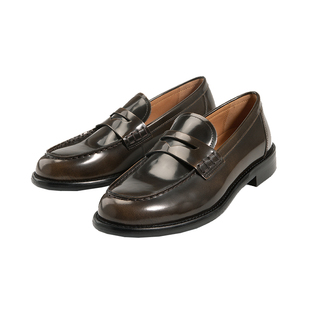 Vagabond LINN女士牛皮杏头低跟便士乐福鞋擦色漆皮2025秋冬系列