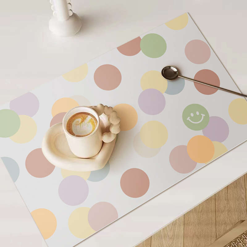 彩色几何圆点皮革餐垫防水防油免洗餐盘垫儿童早餐碗垫茶几垫杯垫