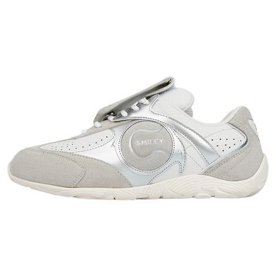 SMILEY设计白女复古运动休闲网球百搭通勤赛车薄底德训阿甘鞋子