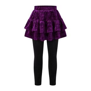 Little Naive儿童丝绒半身裙秋冬加绒蛋糕裙女童一体绒针织裙裤