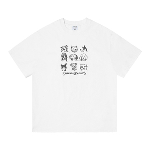 250G重磅HEEMKIZOO防晒凉感速干夏时尚手绘小狗数码印花短袖T恤男