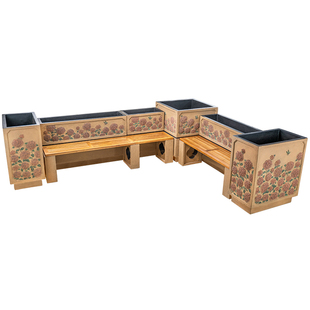 匠心坊庭院户外成品花箱座椅组合别墅大花盆花园造景花坛花池摆件