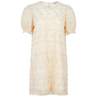 Migaino曼娅奴女装夏季新款轻奢小香风网纱裙子小个子蕾丝连衣裙