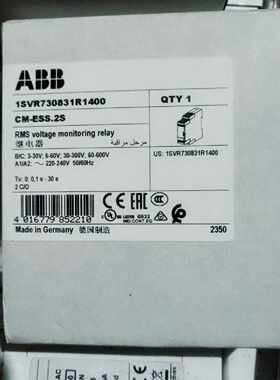 议价ABB单相电压监视器 CM-ESS.2S  0.1s-30s 2c/o 3-600V 220-24