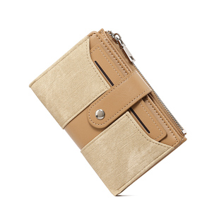 撞色钱包女款轻薄小巧短款大容量多卡位卡包一体学生零钱包二合一