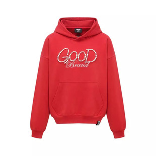 【新年限定】GOODBRAND 红色珍珠标语GOOD连帽卫衣 男女同款