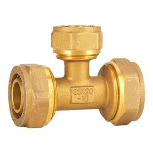 铝塑管异径三通1216变20转25全铜卡套太阳能热水器暖气片地暖接头