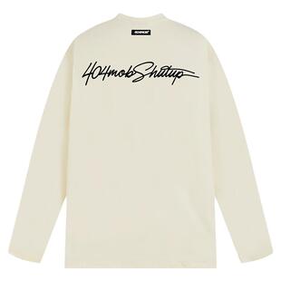 404MOB手写花体印花长袖T恤男国潮纯棉宽松圆领休闲打底衫2024秋