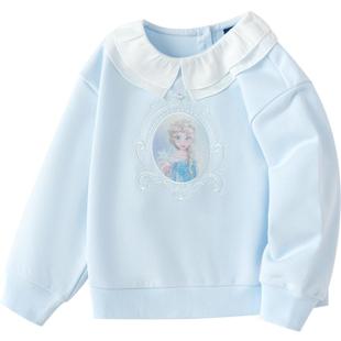 【艾莎IP】巴拉巴拉童装女童卫衣秋装款上衣绣花甜美翻领时尚舒适