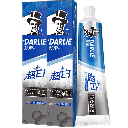 DARLIE好来原黑人牙膏超白竹炭190g*2支护龈牙齿去黄去渍深层清洁