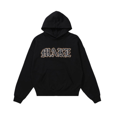 Makemore豹纹贴布绣长袖卫衣男