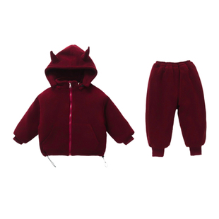 女童运动服套装冬季新款女孩加绒加厚韩版休闲两件套宝宝棉衣棉裤