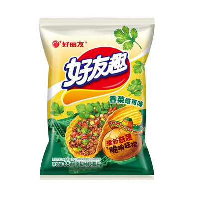 好丽友香菜塔可味薯片70g袋零食
