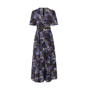 海青蓝 短袖裙子夏装女装2025新款v领时尚漂亮气质海边连衣裙女