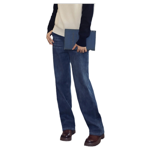 无色无味新款裤子休闲经典高腰加绒加厚直筒慵懒宽松阔腿牛仔裤女