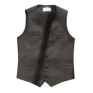 CAILENOW 浴血黑帮羊毛粗花呢人字纹谢尔比美式复古tweed猎装马甲