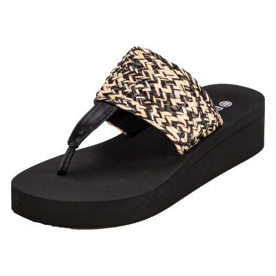 宝人夹脚人字拖女外穿厚底2025夏季新款街头海边度假沙滩时尚凉鞋